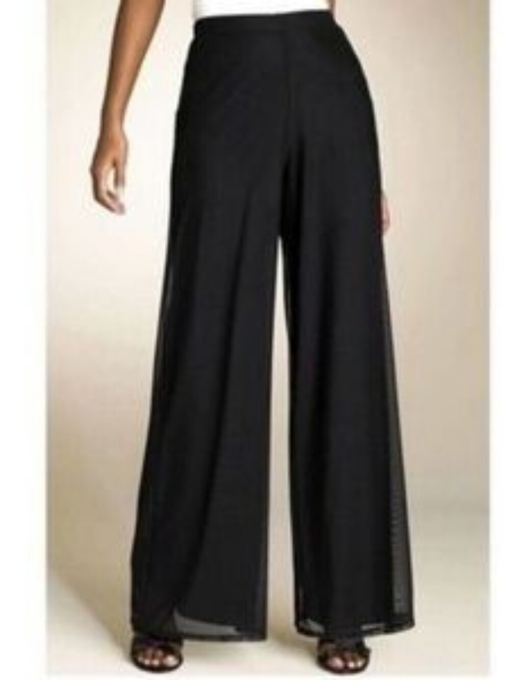 Tadashi Shoji Flowy Chiffon Overlay Wide Leg High Waist Pants 4 Dress Palazzo